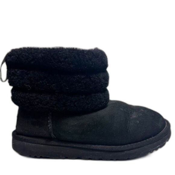 Ugg Fluff Mini Quilted boot Size 7/7.5 Black bootie suede comfy winter ski warm - Picture 1 of 6